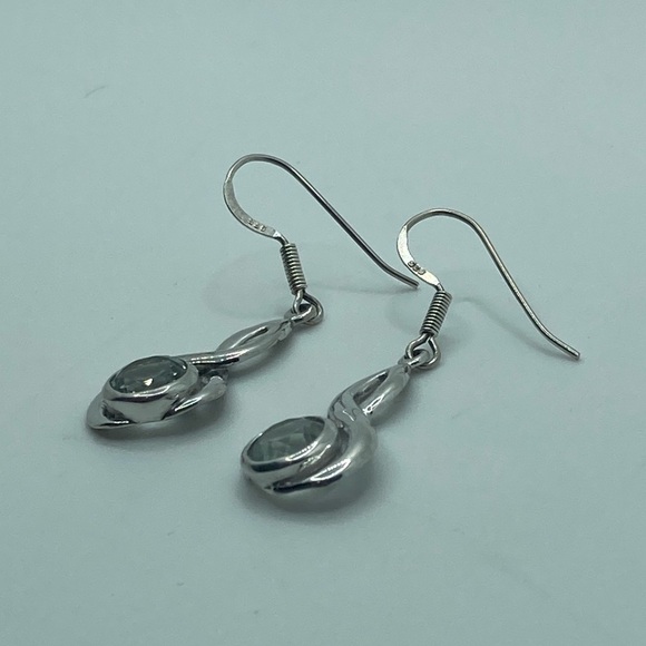 VTG Green Amethyst & Sterling Silver Infinity Figure 8 Dangle Earrings 1.6” - Picture 4 of 8